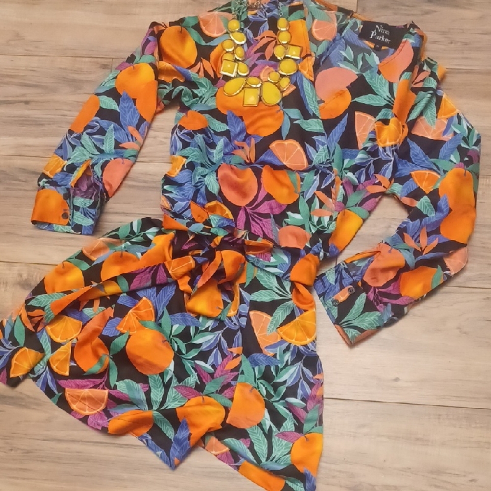 Nina Parker Vibrant Citrus Print Romper